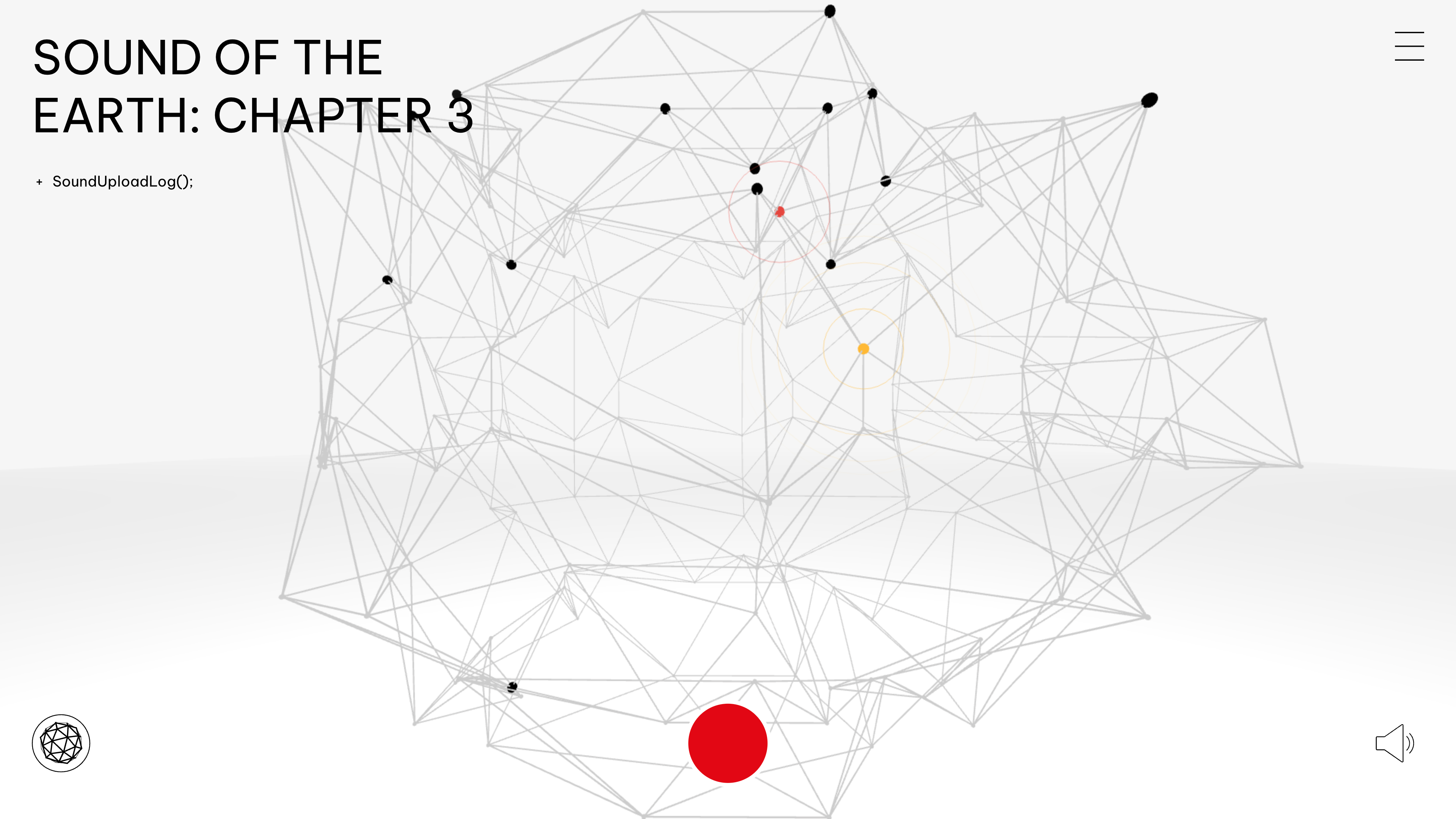 A wireframe globe of connected points, titled Sound of the Earth: Chapter 3.