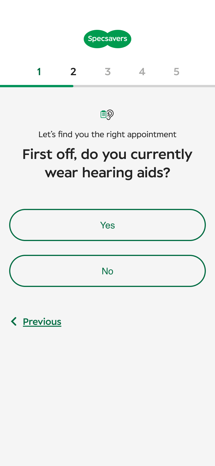 Specsavers app screen